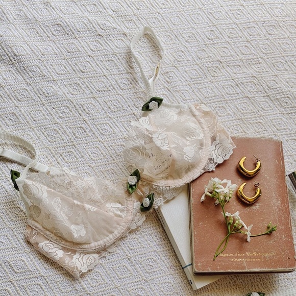 For Love And Lemons Sweetheart Lace Bra White Small NEW - Picture 1 of 5